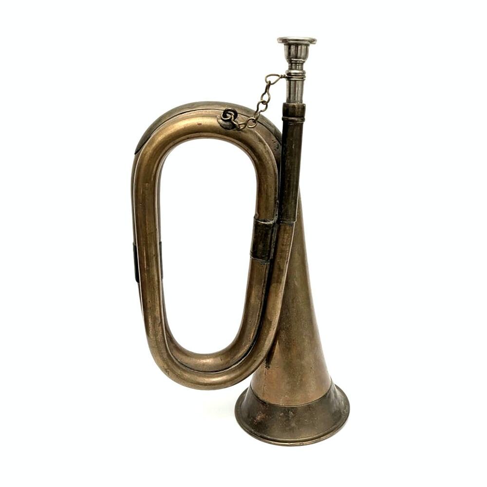 US Military Civil War Brass Bugle Horn Trumpet Patina Brass Copper Army Navy 12"